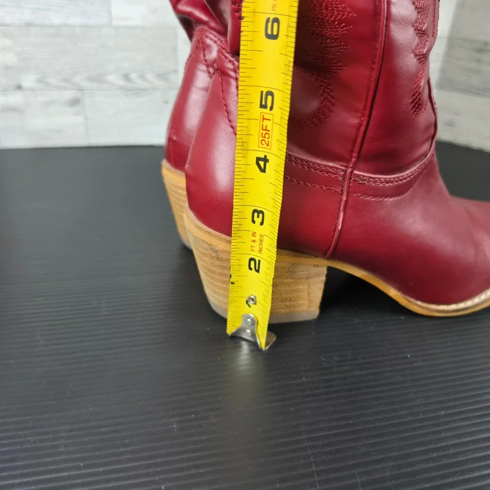 Arider Girl Kids Red Western Cowboy Boots Pointed Toe Stacked Heel Size 7 EUR 37